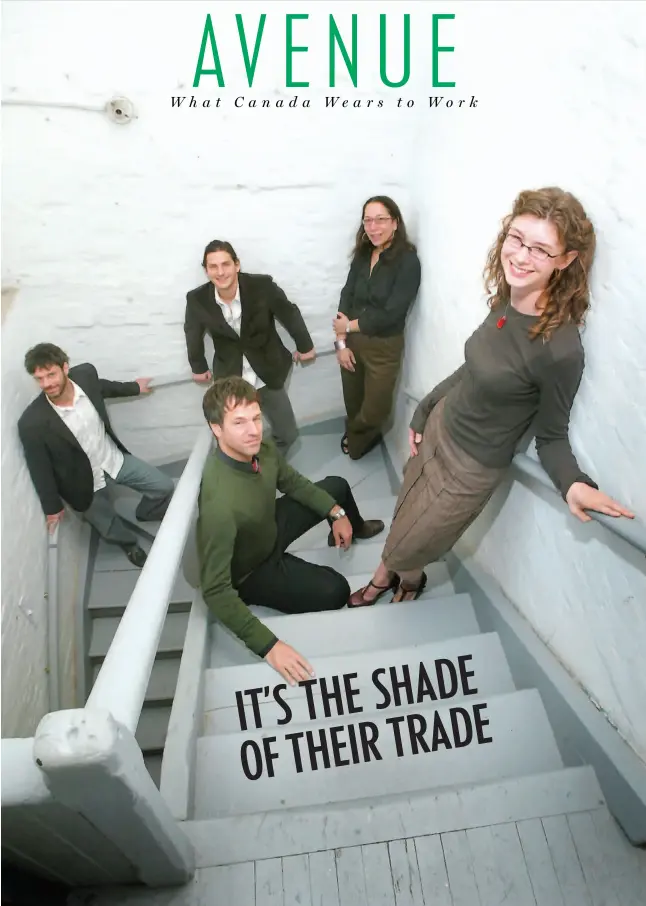  ?? PETER J. THOMPSON / NATIONAL POST ?? Employees of Levitt Goodman Architects at their Toronto office, from left: David Warne, Brock James (seated), Alexander Tedesco, Janna Levitt and Kristine Payne.