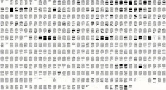  ?? AP ?? This combinatio­n of images shows the entire redacted report by special counsel Robert Mueller, released yesterday by Attorney General William Barr.