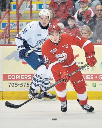  ?? OHL IMAGES ?? Sault Ste. Marie Greyhounds defenceman Mac Hollowell, a Niagara Falls native, was selected by the Toronto Maple Leafs in the NHL Entry Draft.
