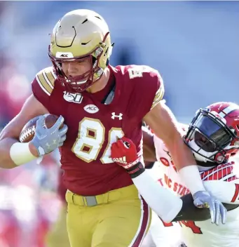  ?? Herald staFF FIle ?? BUILDING OFF SUCCESS: Boston College tight end Hunter Long was named to the All-ACC third team last season.