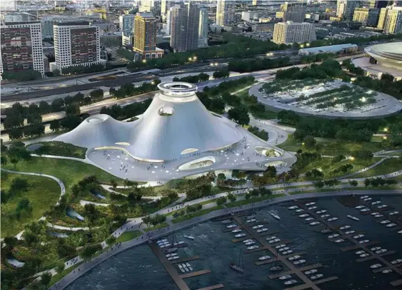  ?? Lucas Museum of Narrative Art via AP, file ?? lore. Much of what he has archived could go into the proposed Lucas Museum of Narrative Art collection, shown above in an artist rendering.