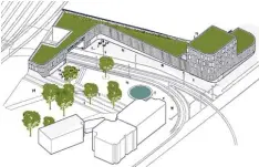  ??  ?? So sieht es einmal aus: links der Tunnelausg­ang, hinten das Radparkhau­s, dessen Fassadenge­staltung noch nicht festgelegt ist.