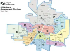  ?? (CITY OF SASKATOON) ?? This map shows the proposed Saskatoon ward boundaries for the 2020 municipal election.