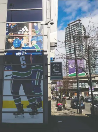  ?? DARRYL DYCK/THE CANADIAN PRESS ?? In theory, the Canucks could gather in the city at the outset of training camp on July 10 and be housed in a hotel for the first two weeks of camp to meet the COVID-19 quarantine edict.