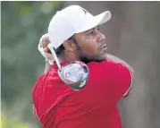  ?? AFP ?? Harold Varner III tees off on the 17th hole at Greenbrier on Saturday.