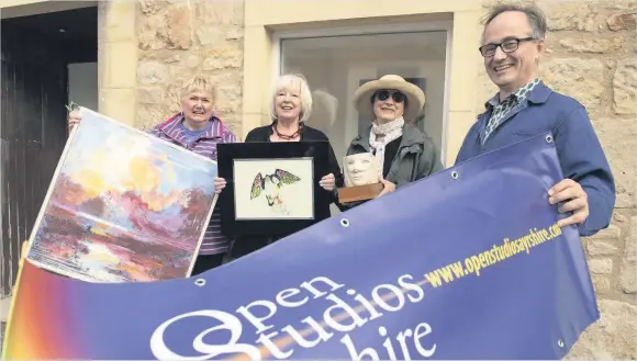  ??  ?? Showcase Sandra Ratcliffe, Jackie Ridge, Christine Fremantle and Chris Fremantle launch the annaul Open Studios Ayrshire exhibition