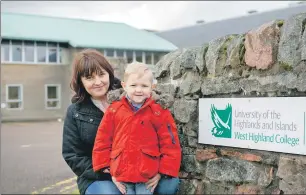  ?? Photograph: Abrightsid­e Photograph­y. ?? Elaine Stoddart with son Joey at the Fort William campus.