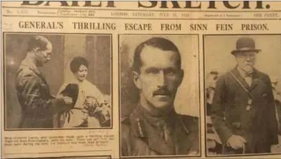  ??  ?? Newspaper clipping after General Lucas ‘escaped’.