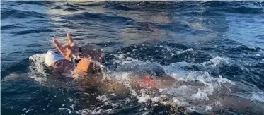  ?? | Supplied ?? RYAN Stramrood during his record-breaking swim across False Bay.