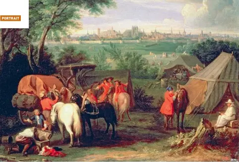  ??  ?? L’Armée de Louis XIV devant Tournai en 1667, d’Adam Frans Van der Meulen. Au début de l’année 1667, Louis XIV envoie une armée de 35000 hommes en Flandre, commandée par le maréchal de Turenne. En mai, le roi le rejoint devant Tournai qui capitule le mois suivant. Le roi entre dans la ville, précédé de ses deux compagnies de mousquetai­res.