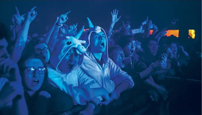  ??  ?? The front row of a gig at the Barrowland Ballroom, Glasgow.