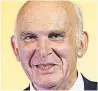  ??  ?? EXIT PLAN Sir Vince Cable