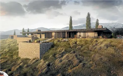  ??  ?? An artist’s impression of a club house at the proposed Hogans Gull golf course, near Arrowtown.