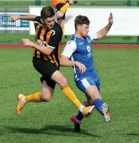  ?? Picture: Pete Ricketts ?? Keynsham Town’s Will Hailston, seen here scoring against Helston, bagged a hat-trick against Almondsbur­y in midweek to take his goal tally for the season to 32