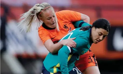  ?? Photograph: Soccrates Images/Getty Images ?? Matildas captain Sam Kerr vies for the ball with the Netherland­s’ Stefanie van der Gragt in Nijmegen.