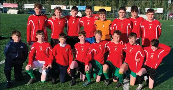  ??  ?? The Coláiste Chill Mhantáin Under 15 Soccer team that enjoyed a comprehens­ive win against CCA on Thursday, November 29.