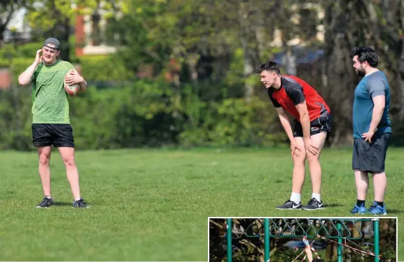  ?? WALES NEWS SERVICE ?? playing rugby in Roath Park, Cardiff