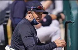  ?? GENE J. PUSKAR ?? New York Yankees manager Aaron Boone takes a drink of water during a spring training exhibition baseball game against the Detroit Tigers at Joker Marchant Stadium in Lakeland, Fla., Tuesday, March 9, 2021.