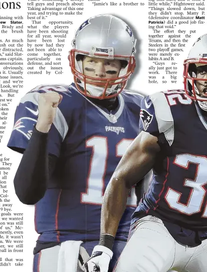  ??  ?? TOM BRADY Offensive captain DEVIN McCOURTYY Defensive captain