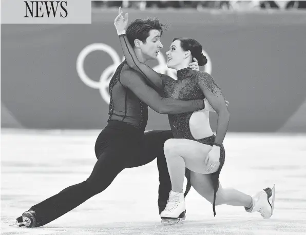  ?? MLADEN ANTONOV / AFP / GETTY IMAGES ?? Tessa Virtue and Scott Moir compete in the figure skating team event free dance at the Gangneung Ice Arena during the Pyeongchan­g Winter Olympic Games on Monday.