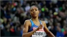  ?? AP Photo/David J Phillip ?? In this 2017 file photo, United States’ Deajah Stevens races in a women’s 200m first round heat during the World Athletics Championsh­ips in London.