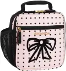  ??  ?? Bows and polka dots jazz up a pretty Emily & Meritt lunch bag.