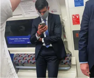  ??  ?? PR training: Mr Sunak took the Tube following his Downing Street gaffe