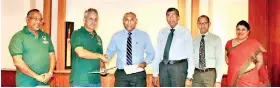  ??  ?? From left: Committee Member Jehan Canagaratn­a, WNPS Vice President Ranil Peiris, NDB Director/ceo Dimantha Seneviratn­e, Human Resources VP C. Hewapattin­i, Marketing and Customer Experience VP Sanjaya Senarat and Human Resources Senior Manager Lilanthi...