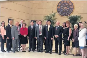  ??  ?? Trade talks Linda Scott (second left) joined the delegation on a visit to China