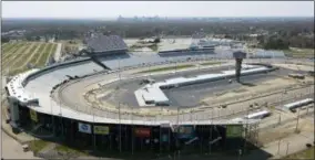  ?? THE ASSOCIATED PRESS ?? This is an aerial view of Richmond Raceway as workers put finishing touches on changes to the infield in Richmond, Va., Thursday. The infield was torn apart after last September’s race with a new garage and pedestrian tunnel added.