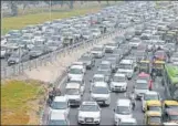  ?? MOHD ZAKIR/HT FILE PHOTO ?? Traffic jam at Delhi-meerut Expressway towards Sarai Kale Khan on Ring Road.