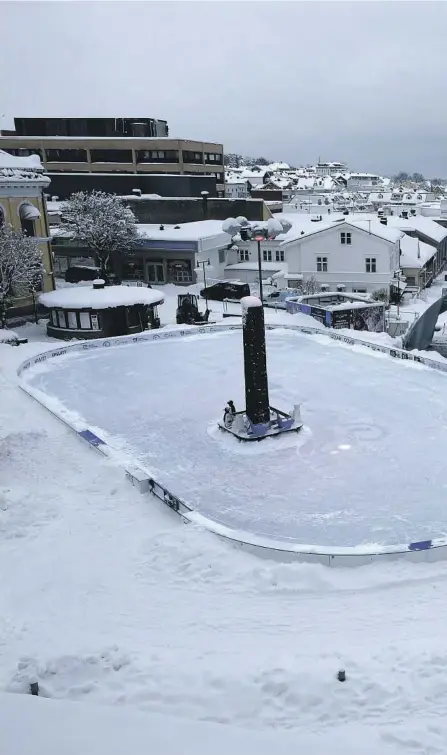  ??  ?? FIKK DET TIL: Det har kommet flere forslag om hvor en skøytebane kan ligge i Skien sentrum. I Larvik har de hatt skøyte-