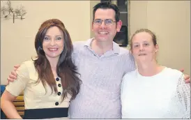  ?? (Pic: John Ahern) ?? Joan O’Mahoney, right, representi­ng The Market Stone Restaurant, pictured with Karen Martin (June Carter Cash) and Des Cunningham, following last Friday night’s very successful show.