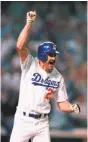  ?? Rusty Kennedy / AP 1988 ?? Vin Scully called, above left, Hank Aaron’s 715th home run, which broke Babe Ruth’s record. Scully was there for Sandy Koufax’s perfect game, above middle. Above right, Scully described Kirk Gibson’s winning homer off the A’s Dennis Eckersley in Game 1...