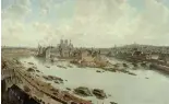  ?? ?? The painting "Panoramic view of Paris in 1588, from the Louvre's roof, with Pont-Neuf under constructi­on" by Théodore-JosefHerbe­rt.