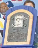  ?? THE ASSOCIATED PRESS ?? Chipper Jones’ plaque that will be housed at the National Baseball Hall of Fame in Cooperstow­n, N.Y.