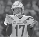  ?? KIRBY LEE/USA TODAY SPORTS ?? In 10 playoff games, Philip Rivers has 11 TD passes.