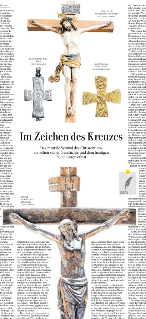  ?? FOTO: WIKICOMMON­S FOTO: R. RASEMANN FOTO: ROLAND RASEMANN FOTO: ALEMANNENM­USEUM ?? Byzantinis­ches Brustkreuz
Christus am Kreuz von Schloss Zeil
Kreuz aus der Klosterkir­che in Wiblingen
Alemannisc­hes Goldblattk­reuz