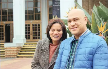  ??  ?? ACHIEVING TOGETHER: Husband and wife Gérard Filies and Sylnita Swartz-Filies will receive their PhDs on the same day from UWC, a first for the university.