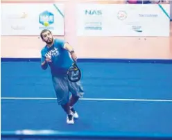  ??  ?? ↑
Khalid Al Kamali in action during an NAS Padel Championsh­ip match on Thursday.
