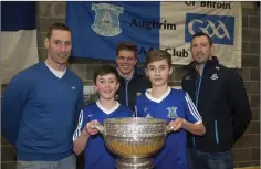  ??  ?? Sam Carroll and Conor Edwards with Mattie Forde, Denis Bastic and Robert Lambert at the juvenile awards.