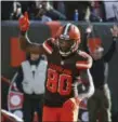  ?? RON SCHWANE — THE ASSOCIATED PRESS ?? Jarvis Landry celebrates in the first half of the Browns’ victory over the Falcons on Nov. 11 .