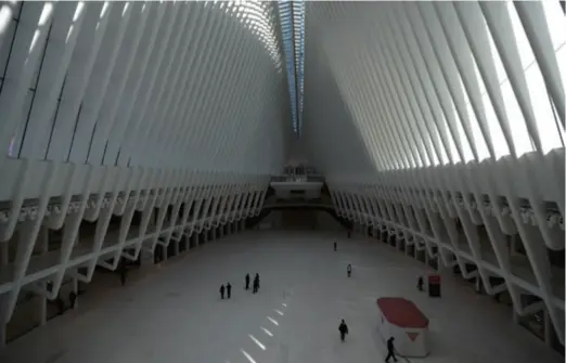  ??  ?? The nearly empty transit hub of the World Trade Center Oculus of COVID-19-HIT New York City on June 10