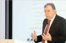  ??  ?? Investec chief executive Stephen Koseff briefs media at their Sandton offices last Friday. Investec shares have lost 17.4 percent within two days of the UK’s Brexit announceme­nt.