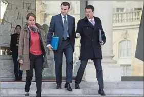  ??  ?? Ségolène Royal, Emmanuel Macron et Manuel Valls en février 2015.