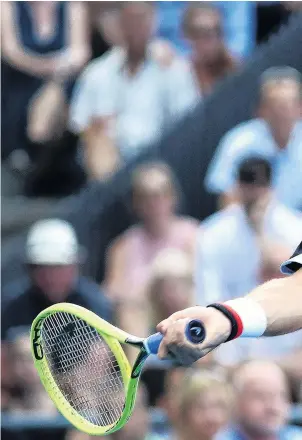  ??  ?? Foremidabl­e . . . German JanLennard Struff plays a forehand Struff against Spaniard Pablo Carreno Busta during their quarterfin­al at the ASB Classic in Auckland yesterday. won 76, 67, 76.