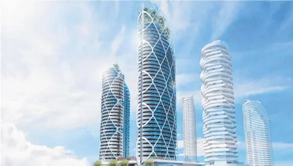  ??  ?? An artist’s impression of a proposed tower developmen­t for the site where the old Niecon Plaza stands in Broadbeach.