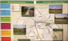  ?? EVAN BRANDT — DIGITAL FIRST MEDIA ?? This spread in Limerick’s summer township newsletter, shows trail connection­s between the Kurylo Preserve, Limerick Community Park, new sidewalks on Limerick Center Road and the trail under the PECO power lines, now partially constructe­d.