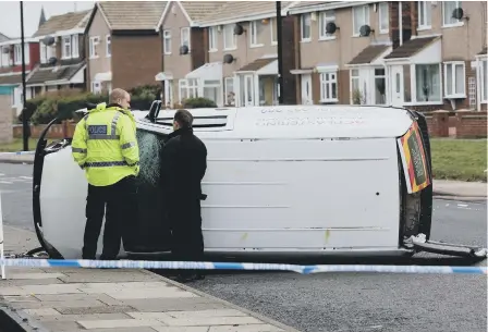  ??  ?? Road accident on Fulwell Road, Sunderland.