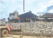  ?? ?? Steel structures arriving at Zulu for mill installati­on